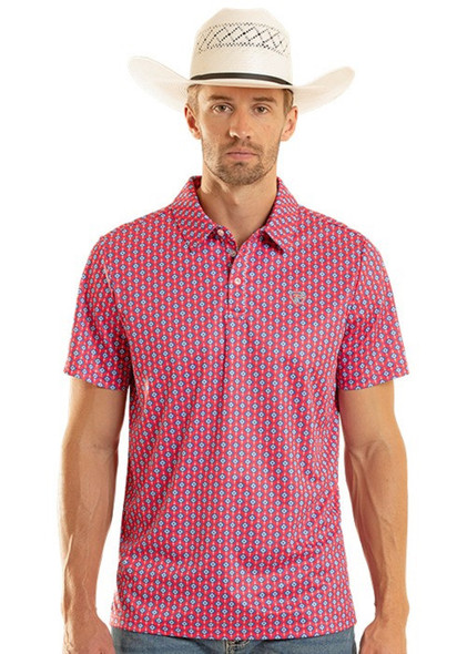 ROCK & ROLL HOT PINK AZTEC PRINT - MENS POLO  - BM51T08714