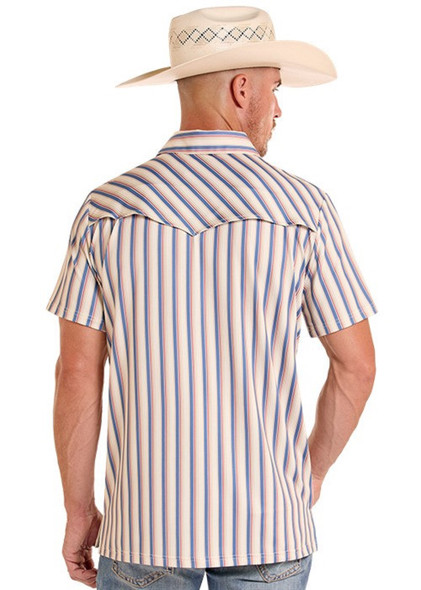 ROCK & ROLL NATURAL WESTERN STRIPE - MENS POLO  - BM51T09057