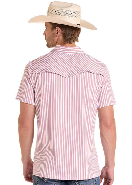 ROCK & ROLL PINK STRIPE SNAP POLO - MENS POLO  - BM51T09060