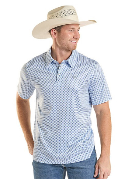 PANHANDLE SLIM BLUE DIAMOND SNAP PRINT - MENS POLO  - TM51T08972