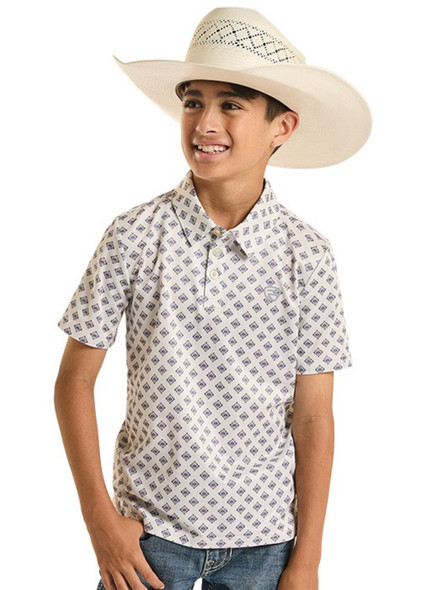 ROCK & ROLL NATURAL MINI AZTEC GEO PRINTED - KIDS BOYS POLO - BB51T08711