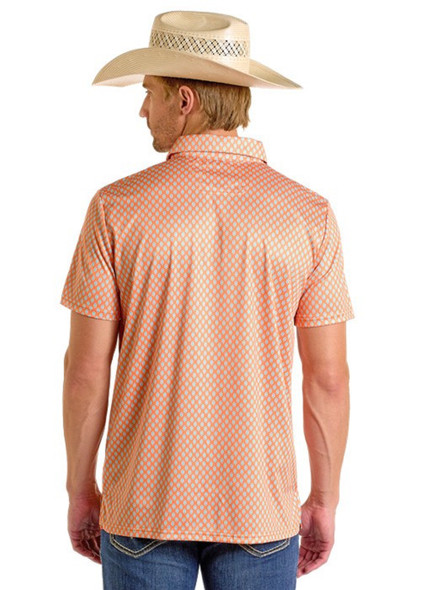 ROCK & ROLL ORANGE GEO PRINTED - MENS POLO  - BM51T06614