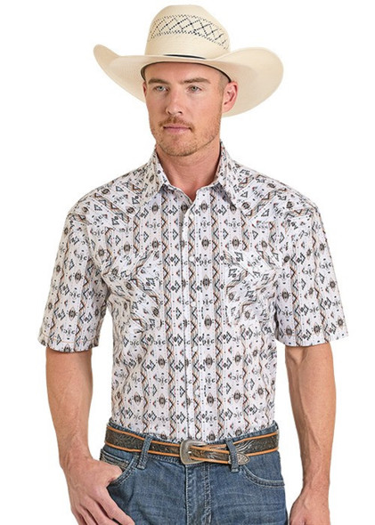 PANHANDLE SLIM 2 POCKET SNAP TAN AZTEC PRINT - MENS SHIRT  - RMN3S08248