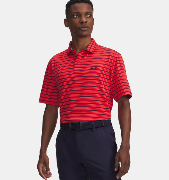 UNDER ARMOUR MATCHPLAY STRIPE MIDNIGHT RED - MENS POLO  - 6010980-600