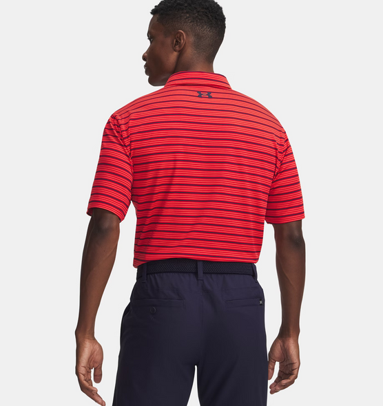 UNDER ARMOUR MATCHPLAY STRIPE MIDNIGHT RED - MENS POLO  - 6010980-600
