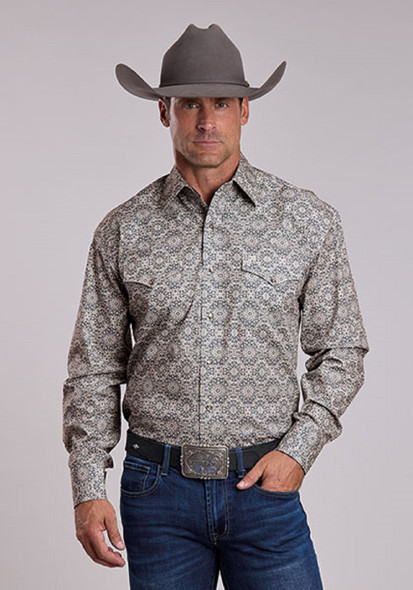 STETSON GREY BANDANA PRINT - MENS SHIRT  - 11-001-0425-4024GY