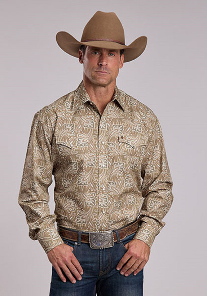 STETSON FAN PAISLEY PRINT BROWN - MENS SHIRT  - 11-001-0425-4025BR