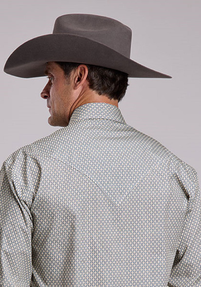 STETSON GREY RUNNING DIAMOND PRINT - MENS SHIRT  - 11-001-0425-4023GY