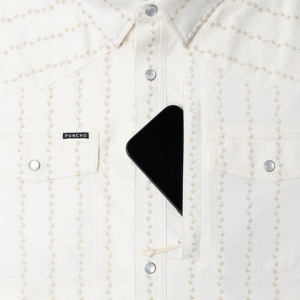 PONCHO  THE 1836 WHITE BLUE BONNET - MENS SHIRT  - THE 1836