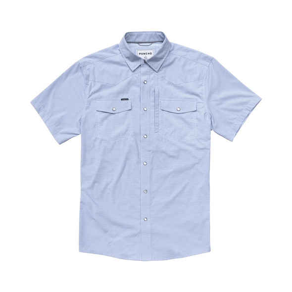 PONCHO  THE PADRE BLUE MICROCHECK - MENS SHIRT  - THE PADRE