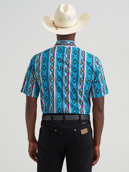 WRANGLER CHECOTAH TURQUOISE MULTI PRINT - MENS SHIRT  - 112379227