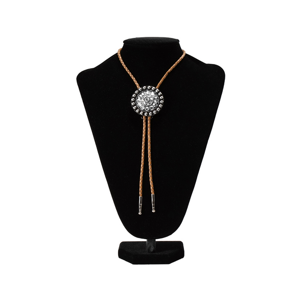 DOUBLE S BOLO TIE CLEAR CRYSTAL CENTER - ACCESSORIES OTHER  - 22419