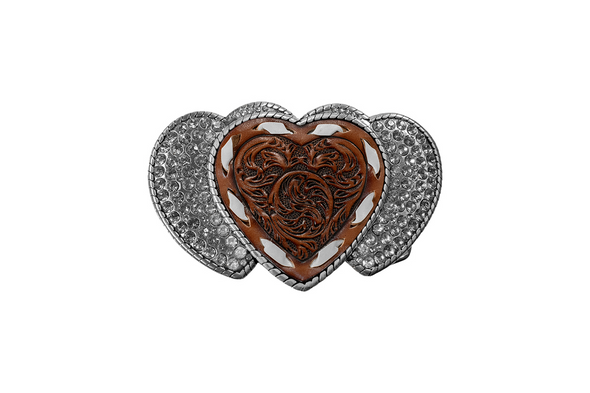 BLAZZIN ROXX 3 HEARTS LEATHER INLAY - ACC BUCKLE  - 37967