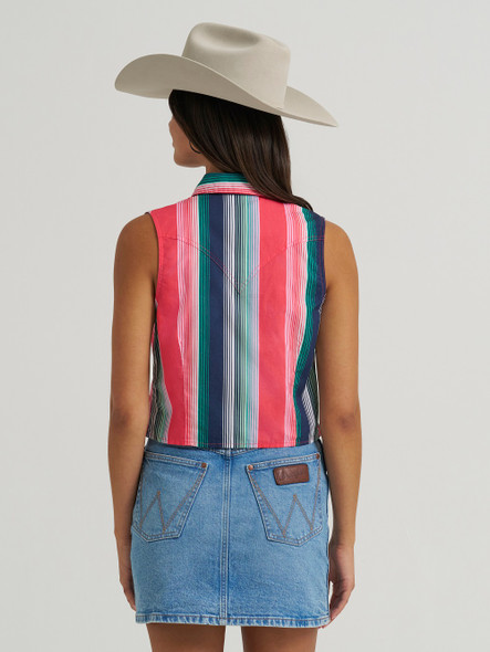 WRANGLER STRPIED SLEVELESS PRINT PINK - LADIES SHIRT  - 112379504