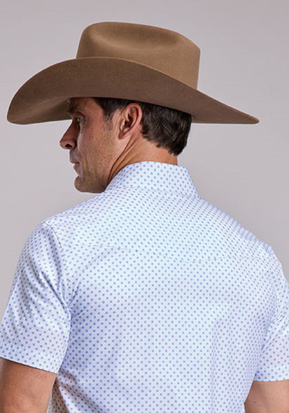 STETSON SILVER SPUR PRINT WHITE - MENS SHIRT  - 11-002-0425-4037WH