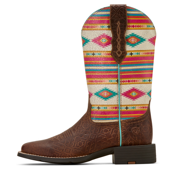 ARIAT ROUND UP TAN SOUTHWEST EMBOSS - BOOT LADIES  - 10061221