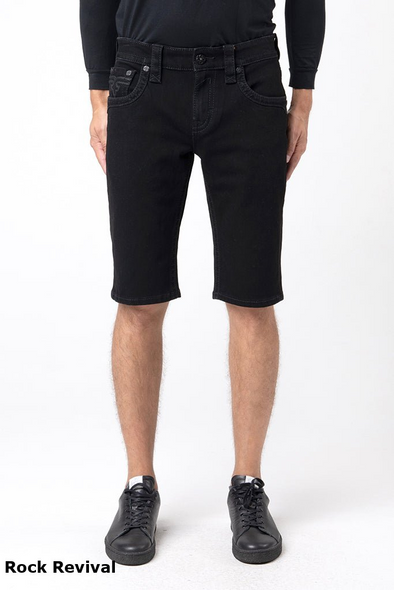 ROCK REVIVAL ARTHER H202 BLACK SHORTS - MEN SHORTS   - RP2311H202