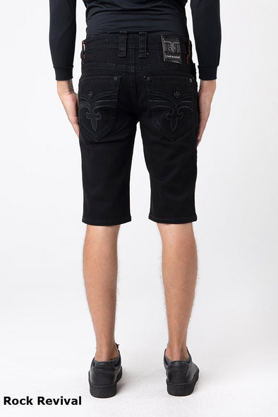 ROCK REVIVAL ARTHER H202 BLACK SHORTS - MEN SHORTS   - RP2311H202