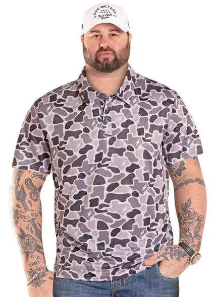 ROCK & ROLL KOE WETZEL BLACK CAMO PRINT - MENS POLO  - BM51T09165