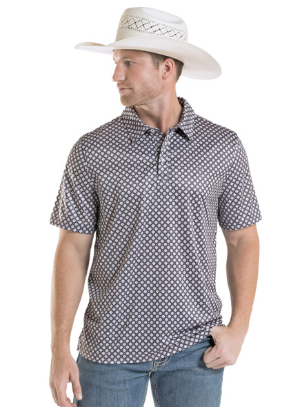 PANHANDLE SLIM BLACK GREY PRINT - MENS POLO  - TM51T09004
