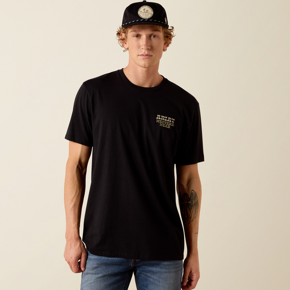ARIAT COUNTRY WESTERN LOCKUP BLACK - MENS TEE  - 10073418