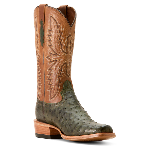 ARIAT OLIVE FULL QUILL OSTRICH - BOOT MENS WESTERN - 10053827