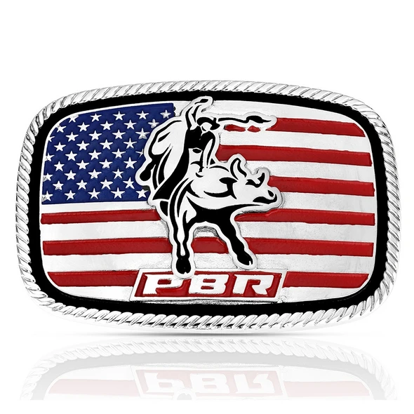 ATTITUDE BY MONTANA SILVERSMITHS AMERICA LOVES BULL RIDING PBR - ACC BUCKLE  - A1090PBR