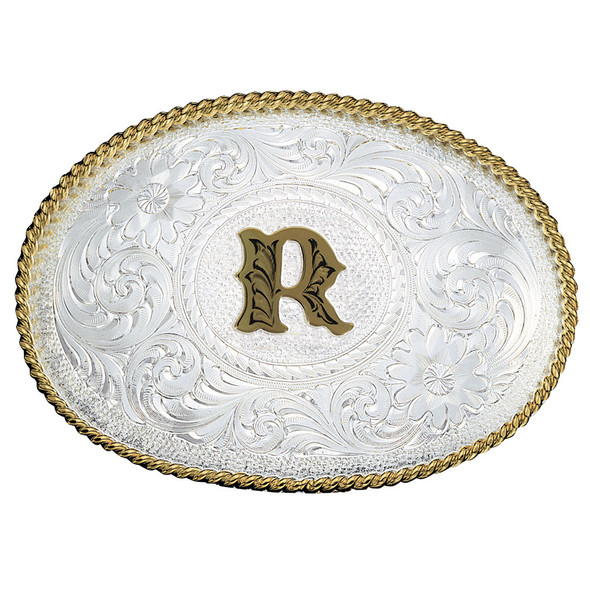 MONTANA SILVERSMITHS INITIAL R SILVER  TWO TONED - ACC BUCKLE  - 700R