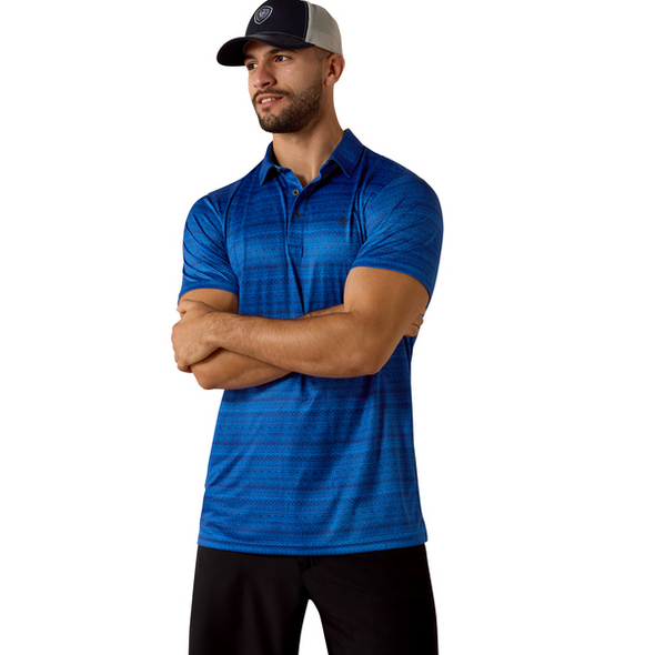 ARIAT BLUE QUARTZ TRIBAL STRIPE - MENS POLO  - 10073434