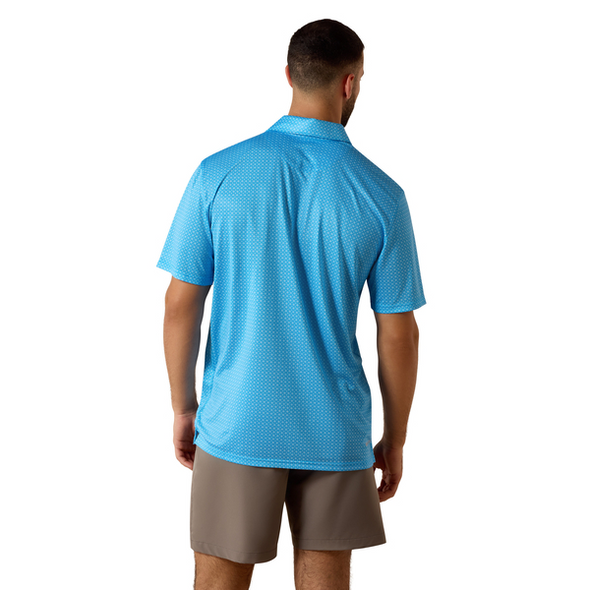 ARIAT IBIZA BLUE MINI GEO PRINT - MENS POLO  - 10073468