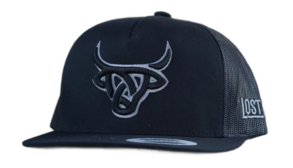 LOST CALF GREY HORNS BLACK 3D LOGO FLAT - HATS CAP  - GREY HORNS FLAT