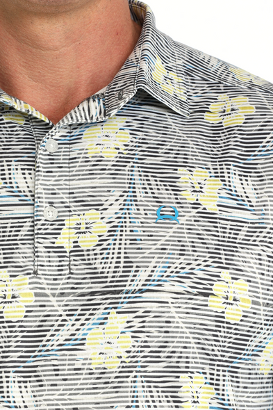 CINCH GREEN HAWAIN PRINT - MENS POLO  - MTK1865043