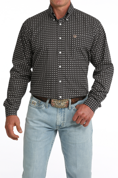 CINCH NAVY GEOMETRIC PRINT - MENS SHIRT  - MTW1106091