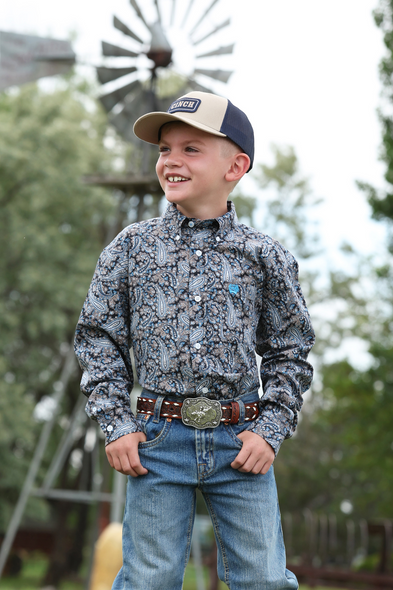 CINCH BLACK PAISLEY PRINT - KIDS BOYS SHIRT - MTW7060416