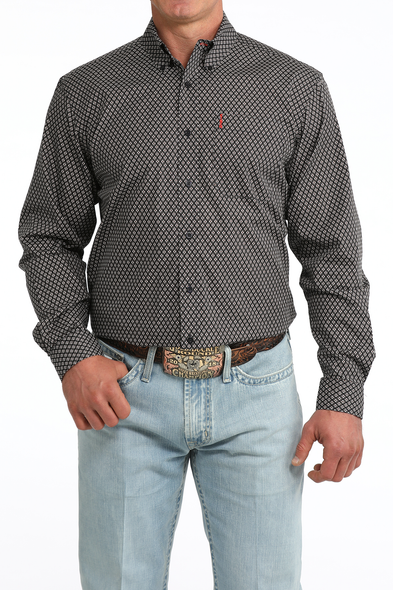 CINCH BLACK GEOMETRIC PRINT - MENS SHIRT  - MTW1347158