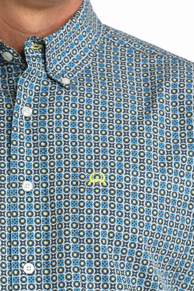 CINCH ARENAFLEX BLUE GEOMETRIC PRINT - MENS SHIRT  - MTW1704167