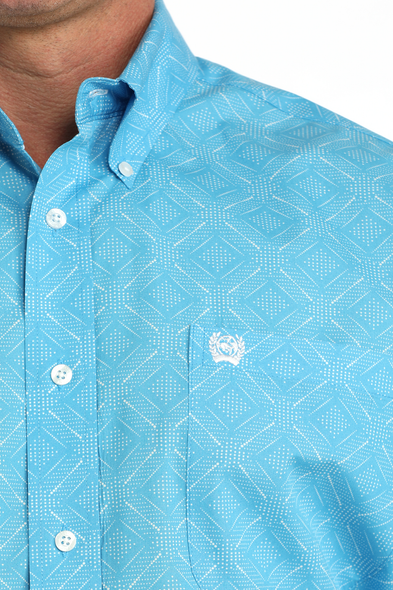 CINCH BABY BLUE GEOMETRIC PRINT - MENS SHIRT  - MTW1106086