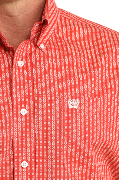 CINCH RED STRIPPED PRINT - MENS SHIRT  - MTW1111520
