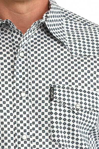 CINCH WHITE GEOMETRIC MODERN PRINT - MENS SHIRT  - MTW1303106