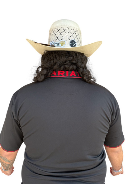 ARIAT LOGO BLACK RED LETTERS - MENS POLO  - 10068527