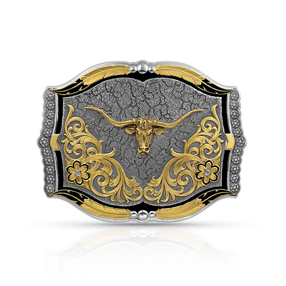 MONTANA SILVERSMITHS CRACKED EARTH LONGHORN - ACC BUCKLE  - 43810-771
