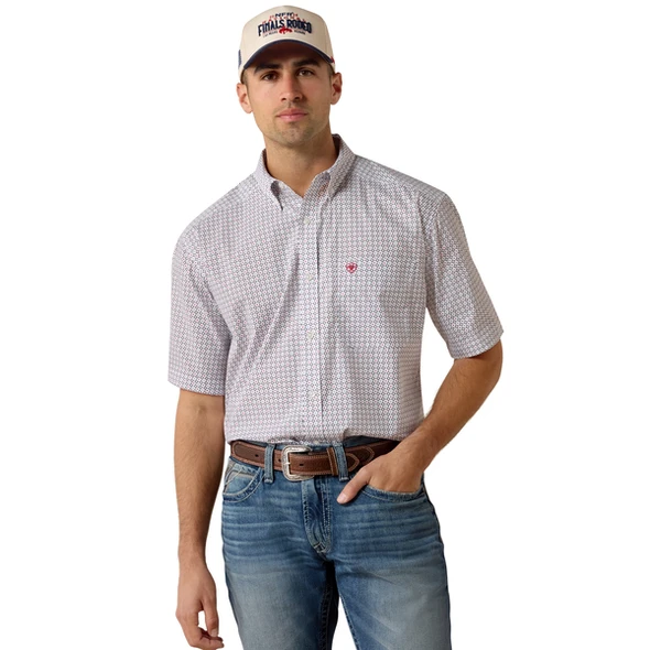 ARIAT BRITTON WHITE GEO PRINT - MENS SHIRT  - 10073591