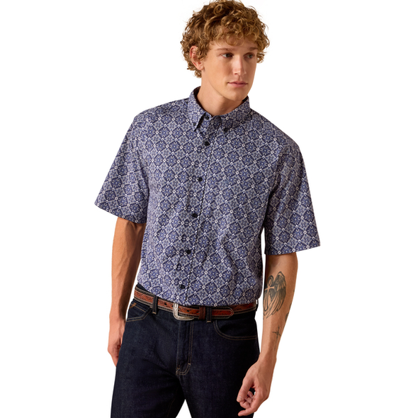 ARIAT EVENING BLUE MEDALLION PRINT - MENS SHIRT  - 10073524