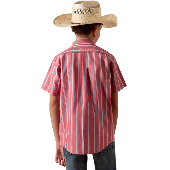 ARIAT PRO BOBBY HIBISCUS RED STRIPE - KIDS BOYS SHIRT - 10073638