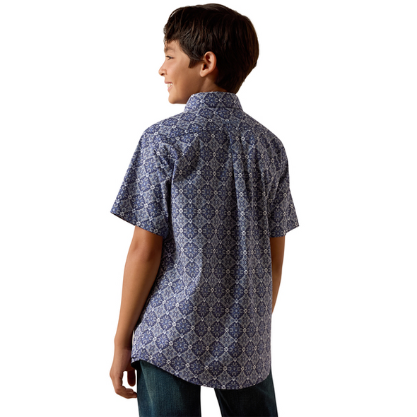 ARIAT EVENING BLUE MEDALLION PRINT - KIDS BOYS SHIRT - 10073677