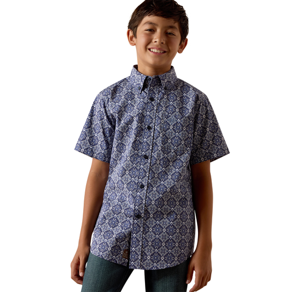 ARIAT EVENING BLUE MEDALLION PRINT - KIDS BOYS SHIRT - 10073677