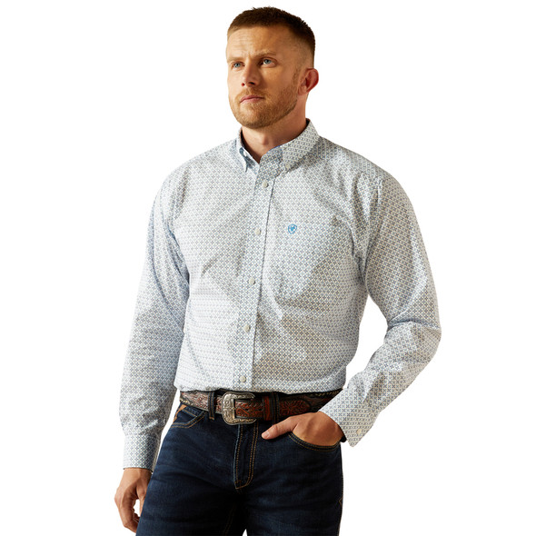 ARIAT BAKER WRINKLE FREE BLUE PRINT - MENS SHIRT  - 10054722
