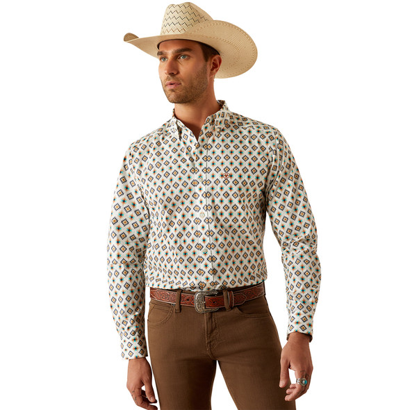 ARIAT JUDAS FITTED BLUE PRINT - MENS SHIRT  - 10054744