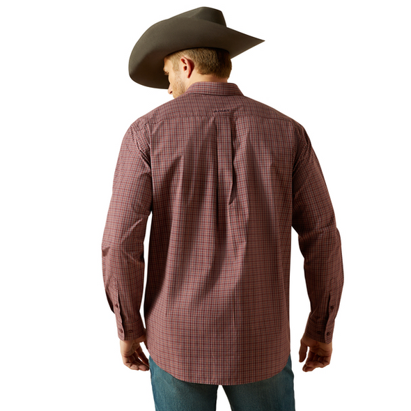 ARIAT PRO TRAVIS BURGUNDY PLAID - MENS SHIRT  - 10062191