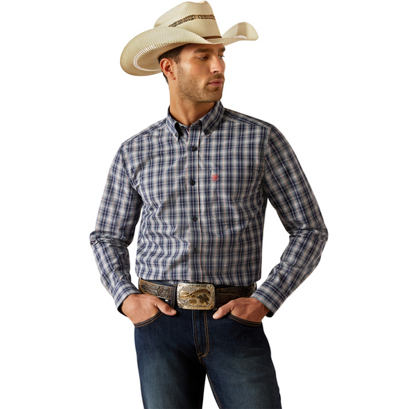ARIAT PRO COLSTON FITTED NAVY PLAID - MENS SHIRT  - 10054807